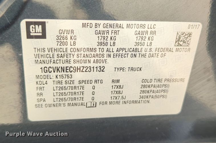 image for item DN3781 2017 Chevrolet Silverado 1500 Double Cab pickup truck