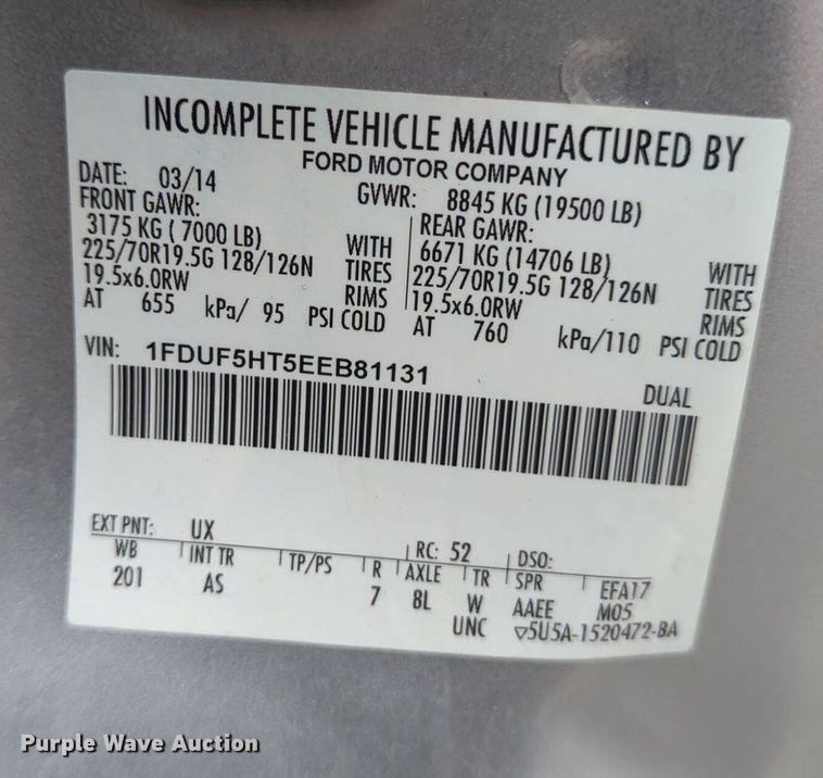 image for item DN3784 2014 Ford F550 Super Duty dump flatbed truck