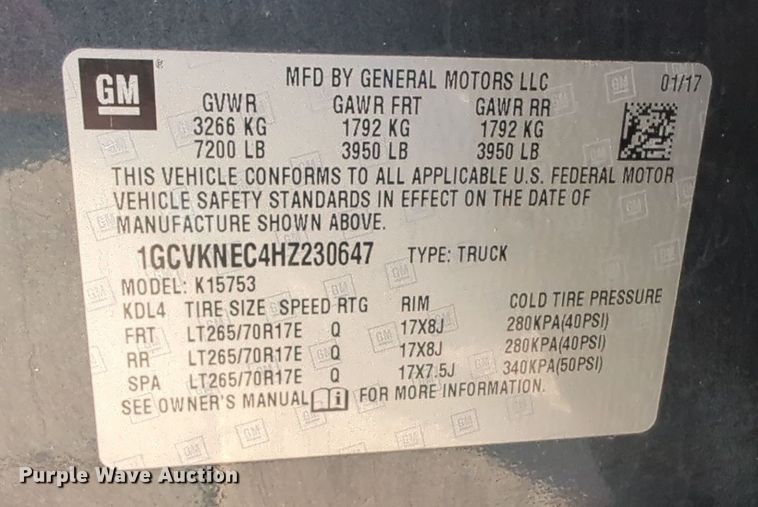 image for item DN3789 2017 Chevrolet Silverado 1500 Double Cab pickup truck