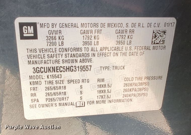 image for item DN3790 2017 Chevrolet Silverado 1500 Crew Cab pickup truck