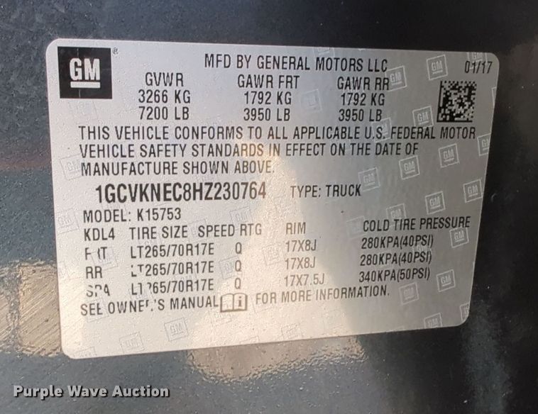 image for item DN3795 2017 Chevrolet Silverado 1500 Double Cab pickup truck