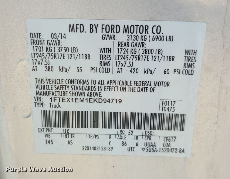 image for item DN3802 2014 Ford F150 XL SuperCab pickup truck