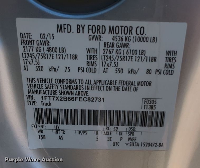 image for item DN3804 2015 Ford F250 Super Duty XL SuperCab pickup truck