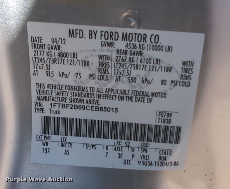 image for item DN3805 2012 Ford F250 Super Duty XL pickup truck