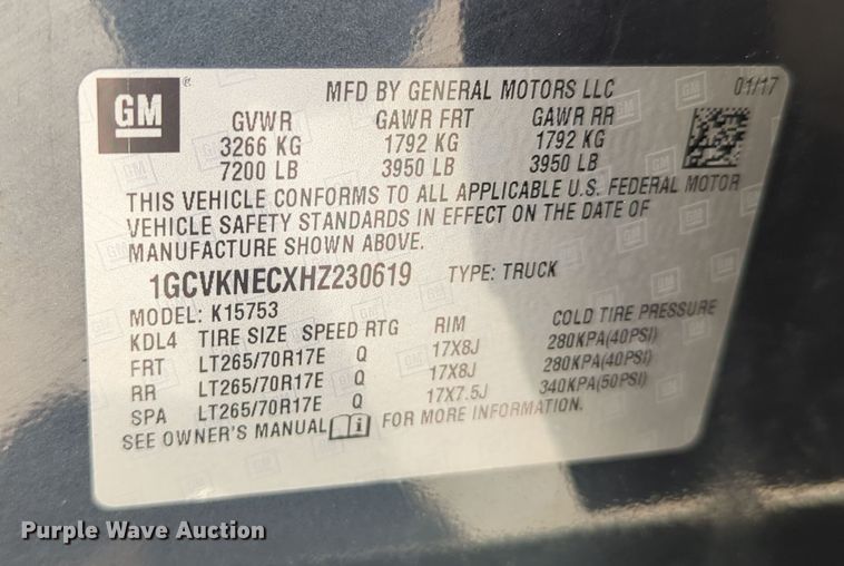 image for item DN3807 2017 Chevrolet Silverado 1500 Double Cab pickup truck