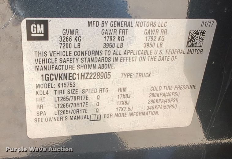 image for item DN3809 2017 Chevrolet Silverado 1500 Double Cab pickup truck