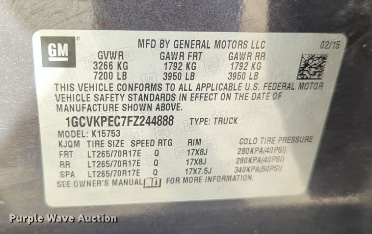 image for item DN3810 2015 Chevrolet Silverado 1500 Double Cab pickup truck