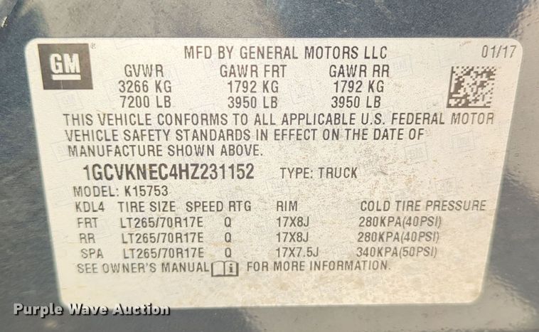 image for item DN3811 2017 Chevrolet Silverado 1500 Double Cab pickup truck