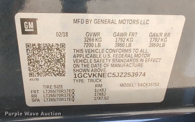 image for item DN3813 2018 Chevrolet Silverado 1500 Double Cab pickup truck