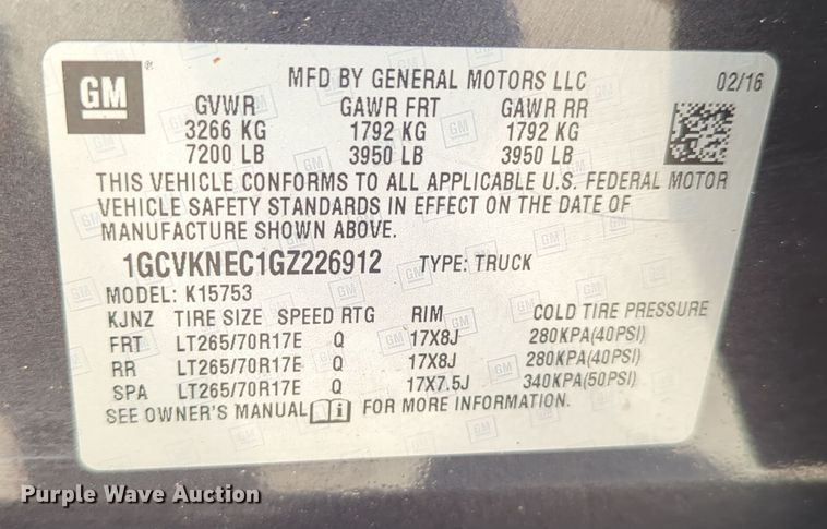 image for item DN3814 2016 Chevrolet Silverado 1500 Double Cab pickup truck