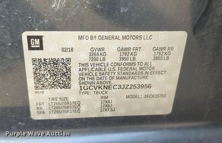 image for item DN3816 2018 Chevrolet Silverado 1500 Double Cab pickup truck