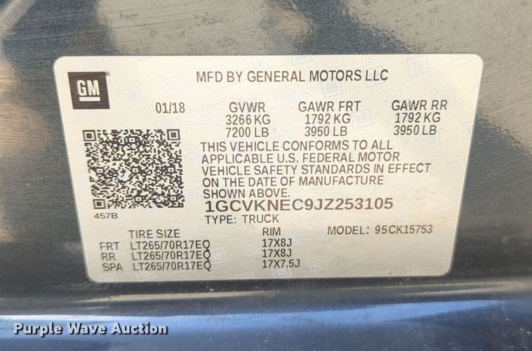 image for item DN3817 2018 Chevrolet Silverado 1500 Double Cab pickup truck