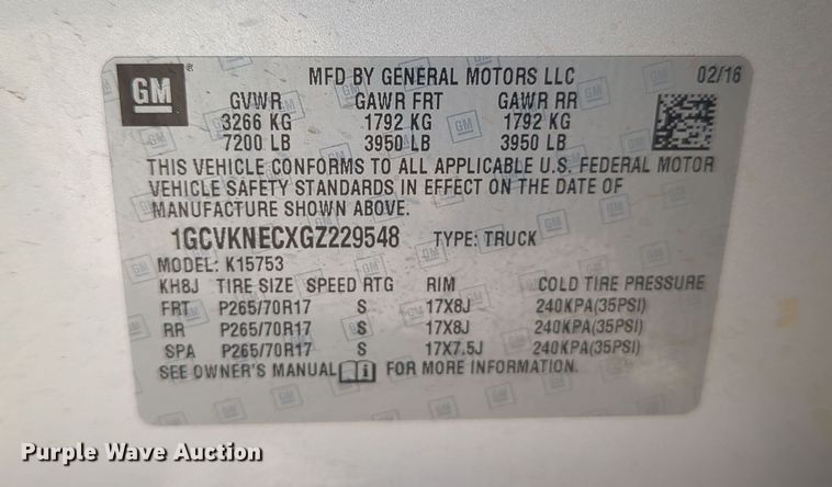 image for item DR6882 2016 Chevrolet Silverado  1500  Double Cab pickup truck