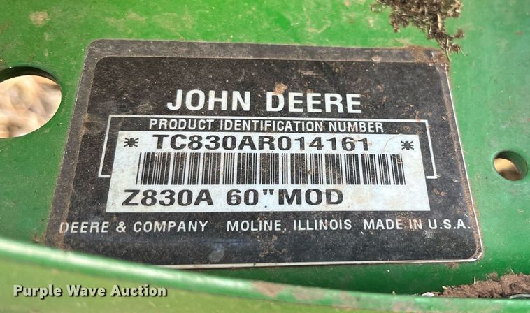 image for item EI0557 John Deere Z830A ZTR lawn mower