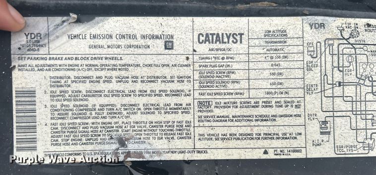 image for item DN0650 1986 GMC Sierra 1500  pickup truck