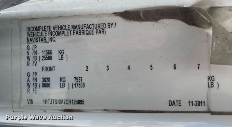 image for item DP0284 2012 International 4300  truck cab and chassis