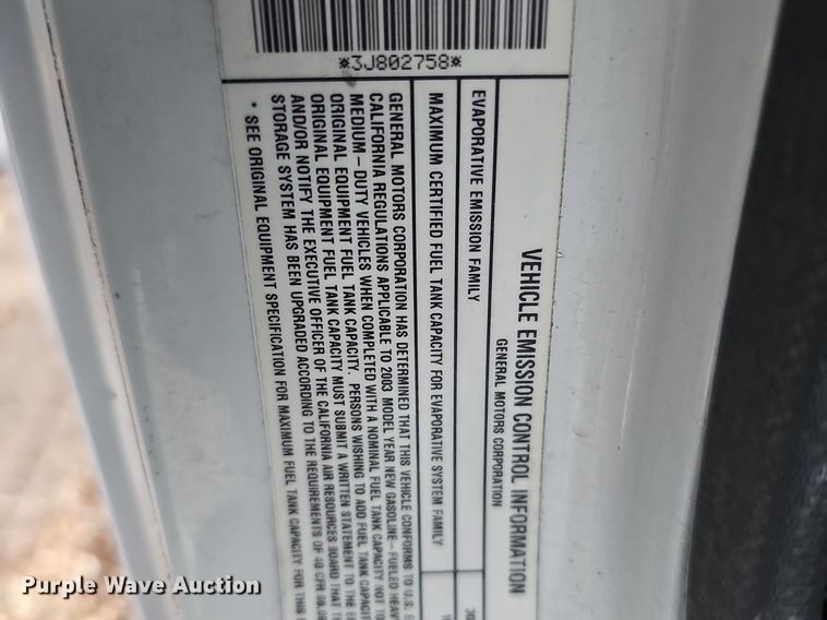 image for item DP0794 2003 GMC W4500  box truck