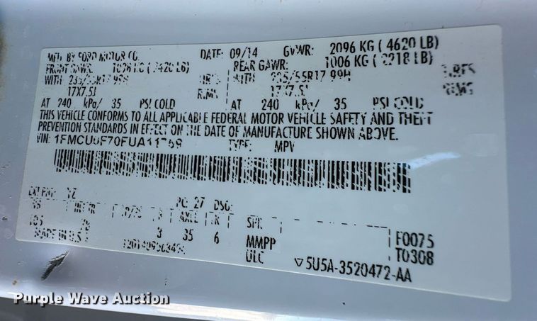 image for item EK9887 2015 Ford Escape  SUV