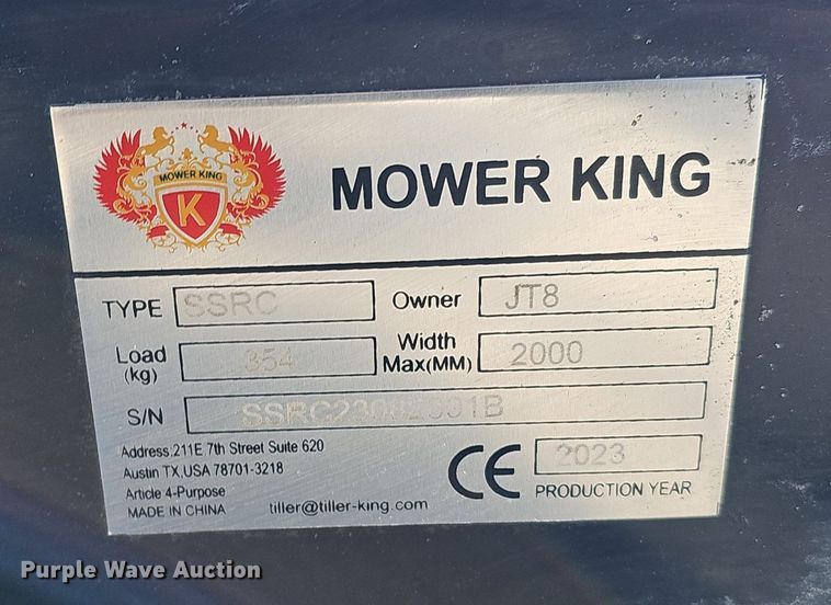 image for item IO9805 2023 Mower King SSRC  skid steer rotary mower