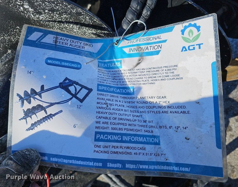 image for item IO9808 2023 Wolverine SSECAG-Y  skid steer auger