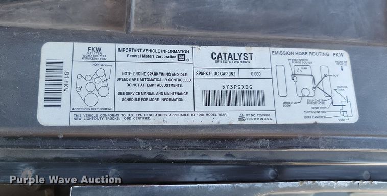 image for item KT9644 1998 Chevrolet K1500  Ext. Cab pickup truck