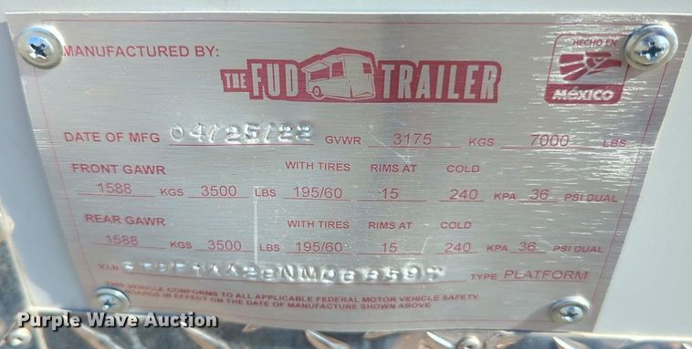 image for item KW9042 2022 The Fud Trailer  food trailer