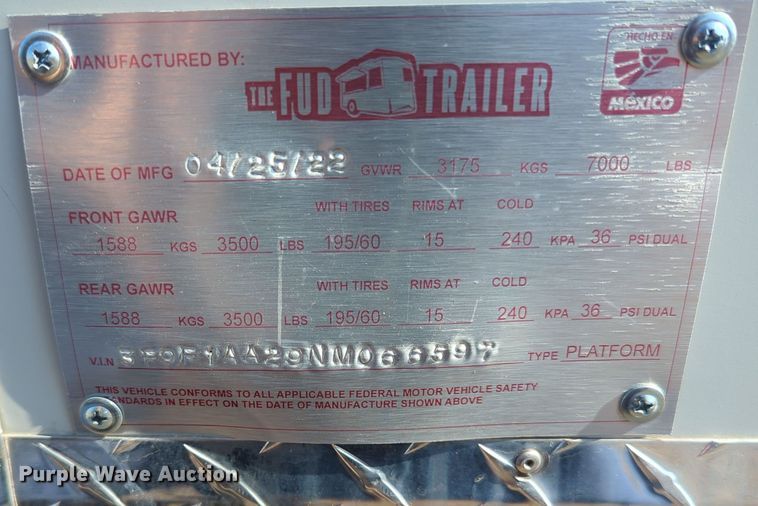 image for item KW9042 2022 The Fud Trailer  food trailer