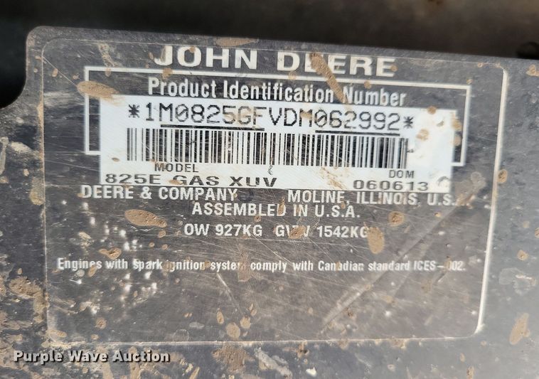 image for item LC9505 2013 John Deere 825E Gator  utility vehicle