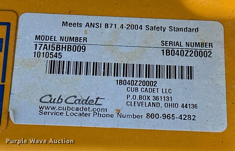 image for item LK9697 Cub Cadet Z-Force  lawn mower