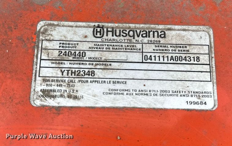 image for item LK9700 Husqvarna YTH2348  lawn mower