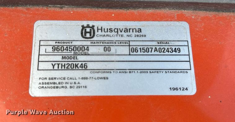 image for item LK9701 Husqvarna YTH20K46  lawn mower