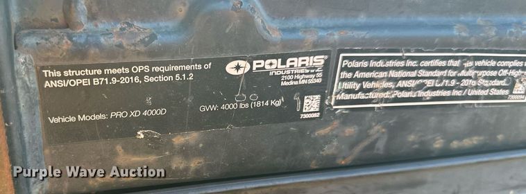 image for item NM9202 2019 Polaris Pro XD  utility vehicle
