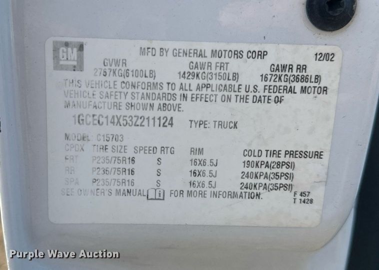 image for item NM9204 2003 Chevrolet Silverado 1500  pickup truck