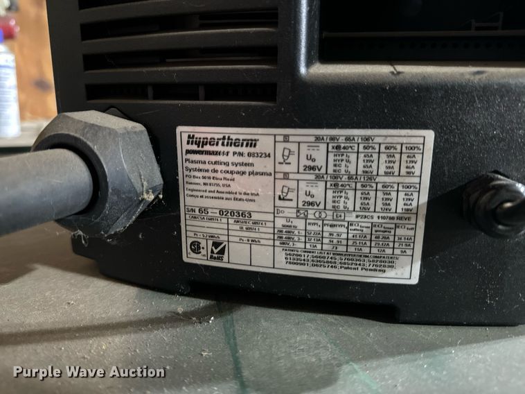 image for item NM9210 Hypertherm Powermax 65  automated plasma cutting table