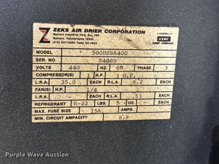 image for item OD9861 Zeks 500HSBA400  air drier