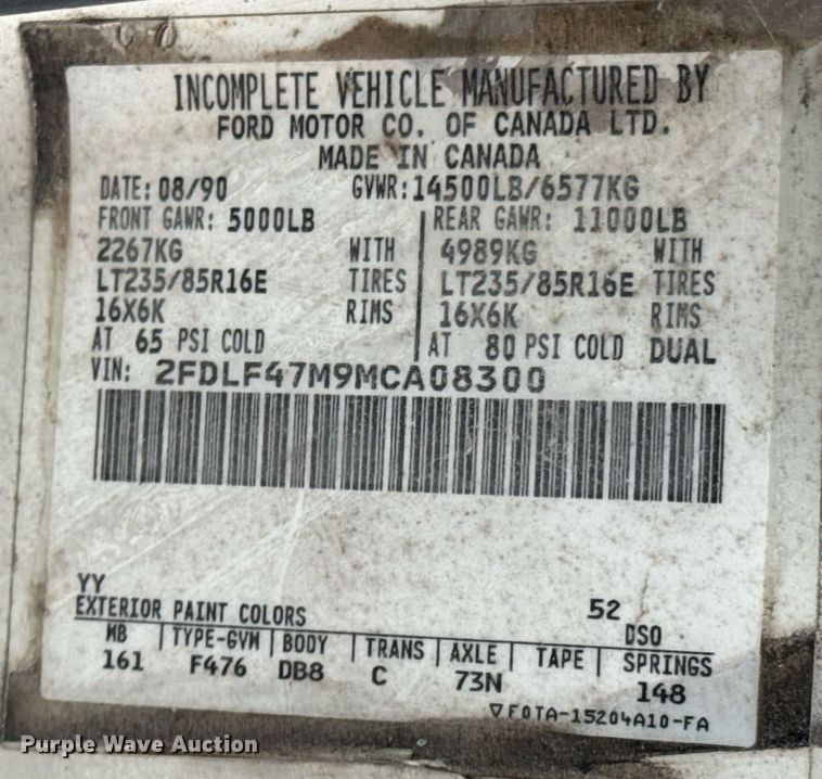 image for item OD9891 1991 Ford F450  flatbed pickup truck