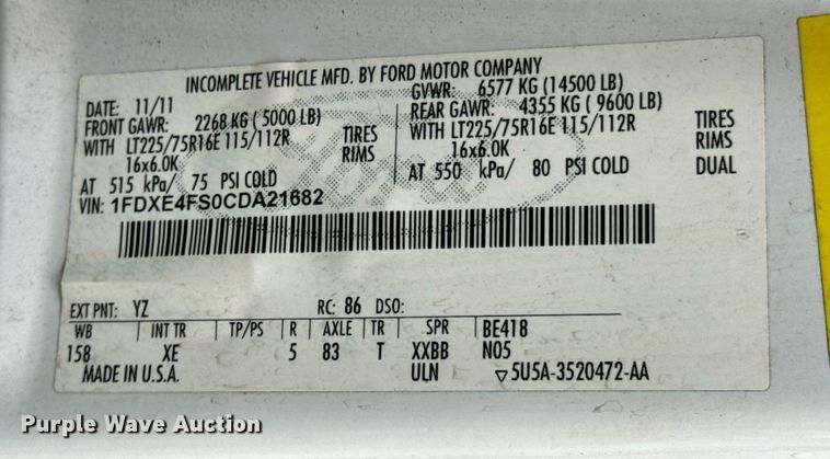 image for item OD9897 2012 Ford E450  shuttle bus