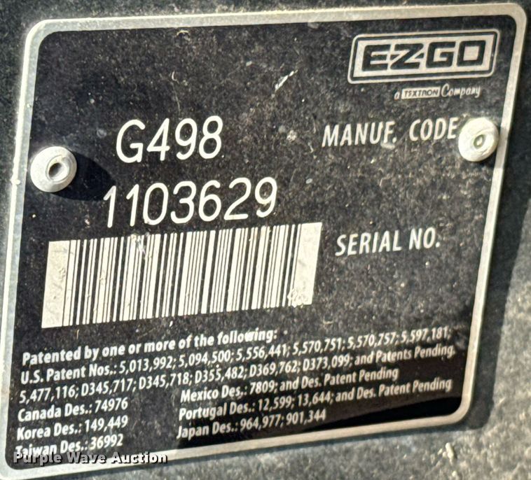 image for item OD9907 EZ-Go G498  golf cart