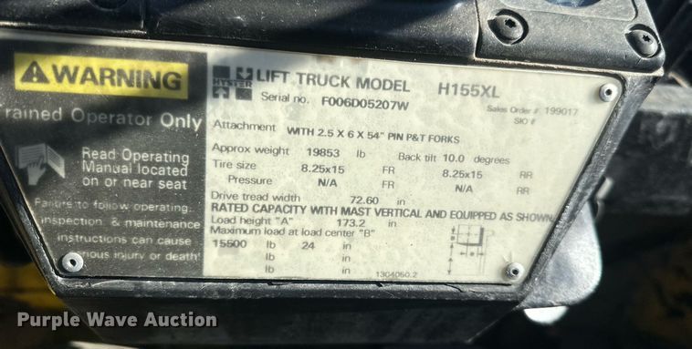 image for item OF9146 Hyster H155XL  forklift