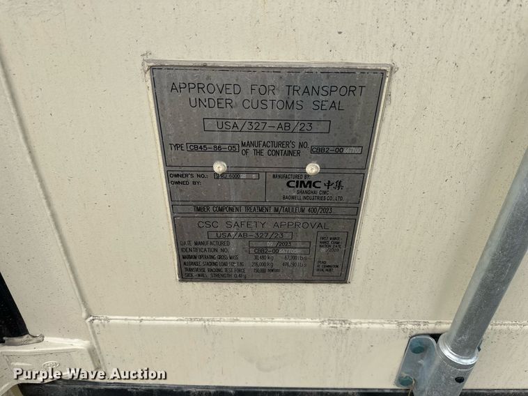 image for item OF9217 2023 CIMC CB45-86-05  40' 5 door shipping container