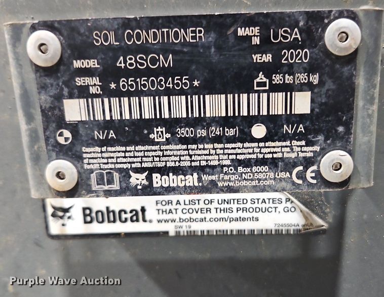 image for item LB9702 2020 Bobcat 48SCM  skid steer soil conditioner