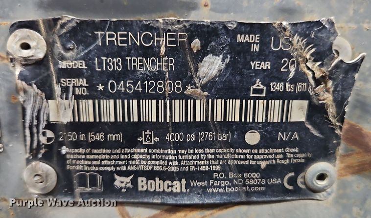 image for item LB9705 Bobcat LT313  skid steer trencher