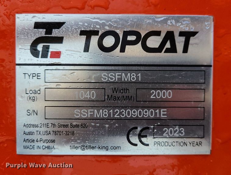 image for item LJ9452 2023 TopCat SSFM81  skid steer mulcher