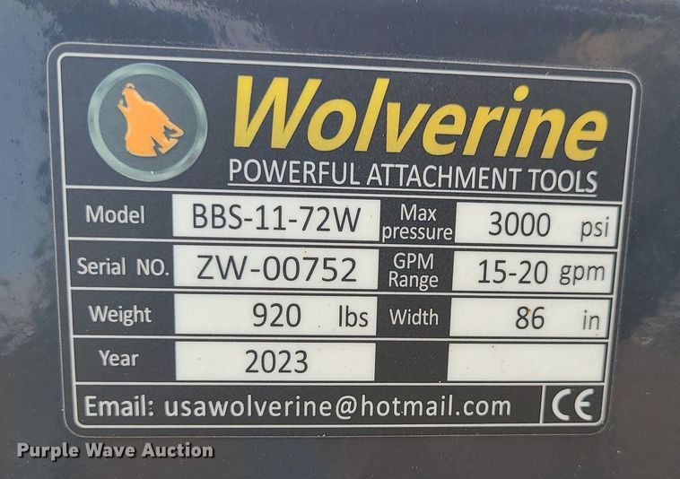 image for item LJ9454 Wolverine BBS-11-72W  skid steer broom