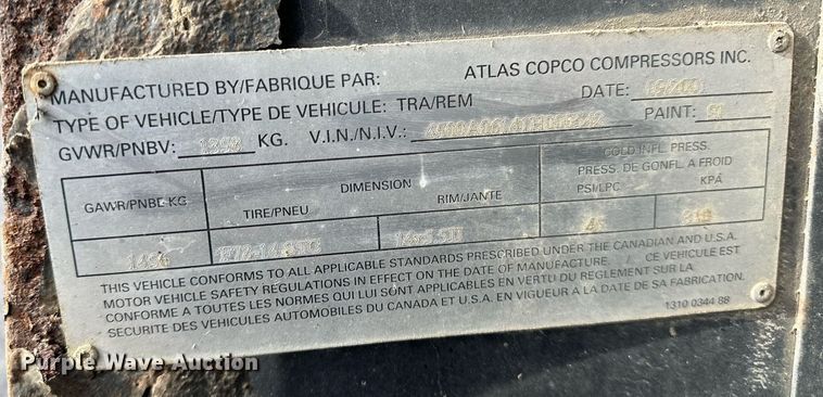 image for item LK9723 2001 Atlas XAS 96  air compressor