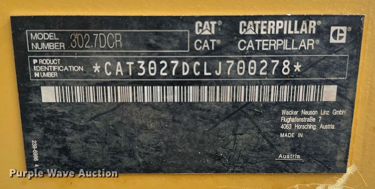 image for item LK9735 Caterpillar 302.7D CR  mini excavator