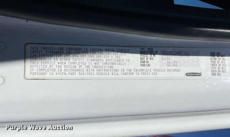 image for item NA9698 2005 Freightliner Business Class M2  crane truck