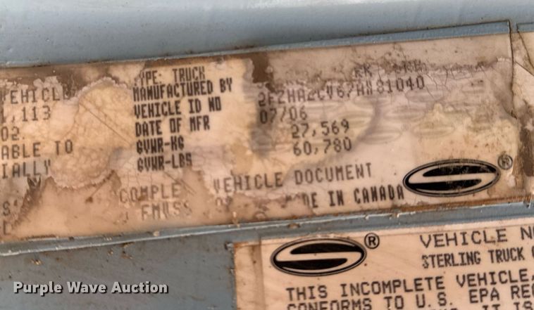 image for item NI9712 2007 Sterling L9500  roll-off container truck