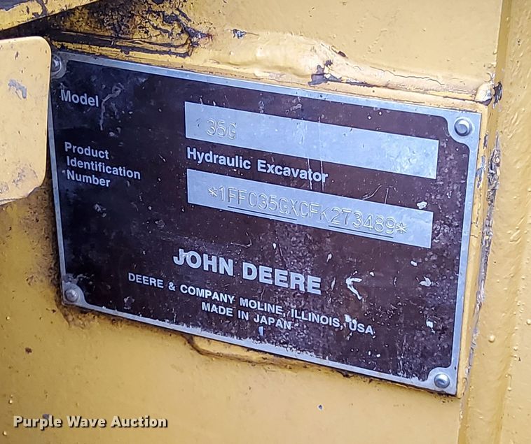 image for item NI9717 2015 John Deere 35G  mini excavator