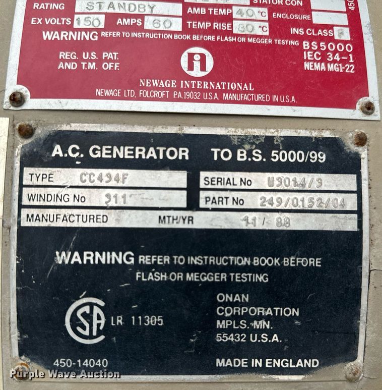 image for item NM9228 Cummins generator